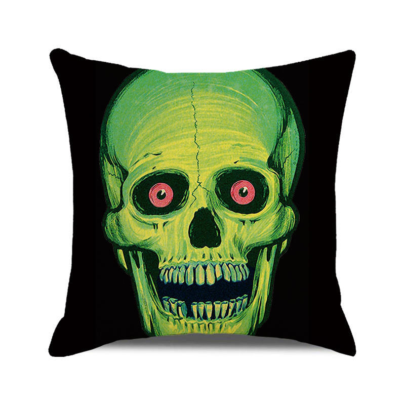Halloween Trick or Treat Linen Cushion Cover 45x45cm Cartoon Sofa Pillow Case