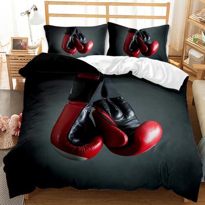 Capa de edredom para jogos de boxe, conjunto de cama vermelho e azul para boxe, jogo de boxe esportivo competitivo, capa de edredom de poliéster Queen King