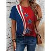 Women's American Flag & Bald Eagle Print T-Shirt Casual Short Sleeve Crew Neck Patriotic Graphic Tee for Summer