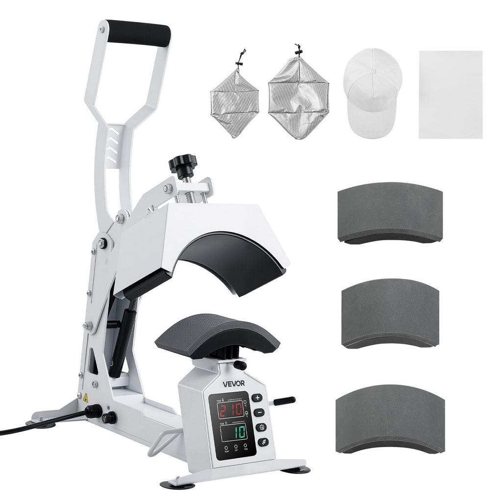 Hat Heat Press Machine, with 4 Interchangeable Platens and Caps Stretcher, Precise Temperature & Time Control, Heat Press for Hats and Caps, for HTV