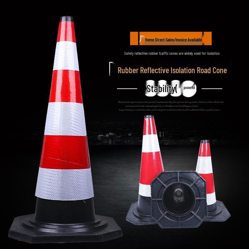 Reflective Rubber Traffic Cone: 70cm Triangular, 90cm Highway, Square, Cone-Shaped Barrel, Lifting Ring