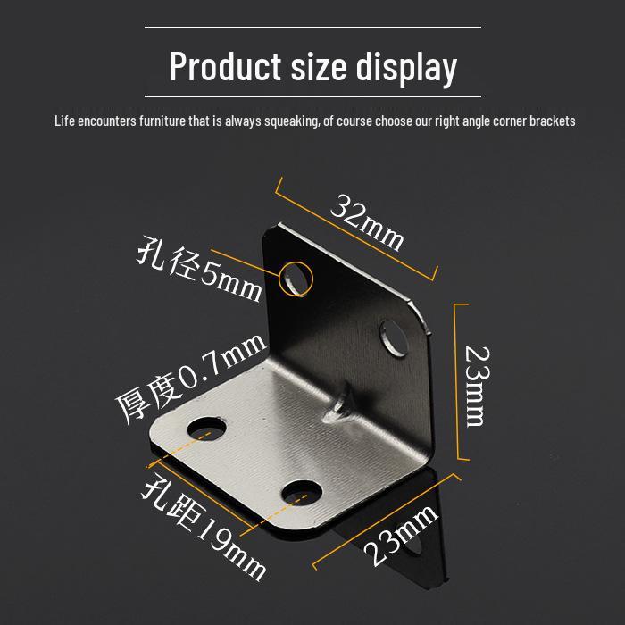 L-tvarový 90° úhelník pro montáž dřevěného a kovového nábytku