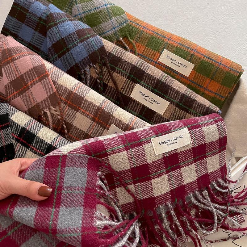 Autumn and Winter New Fashion Plaid Scarf Men and Women Versatile Warm Shawl Versatile Thickened Couple Scarf
