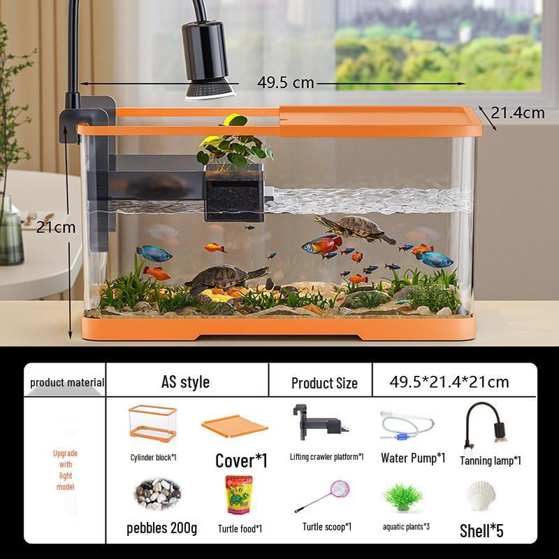 Versatile Desktop Turtle & Fish Aquarium with Basking Platform and Integrated Circulation System