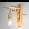 Vintage Hemp Rope Wood Wall Lamp AC110V 220V Retro Bedside Sconce Wall Light Bedroom Hallway Room For Home Decor Indoor