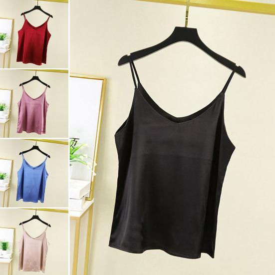 

Топ на бретелях с v-образным вырезом, однотонный, очень мягкий, без рукавов, свободного кроя, платье из полиэстера, женский сексуальный топ на бретелях, женский укороченный топ для женщин