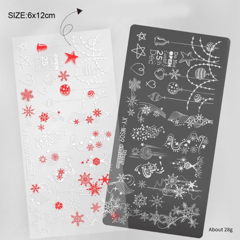 Nägel Stempelvorlagen Weihnachtsserie Nägel Kunst Stempelplatten Schneeflocken Nägel Platten Maniküre Druckschablonen
