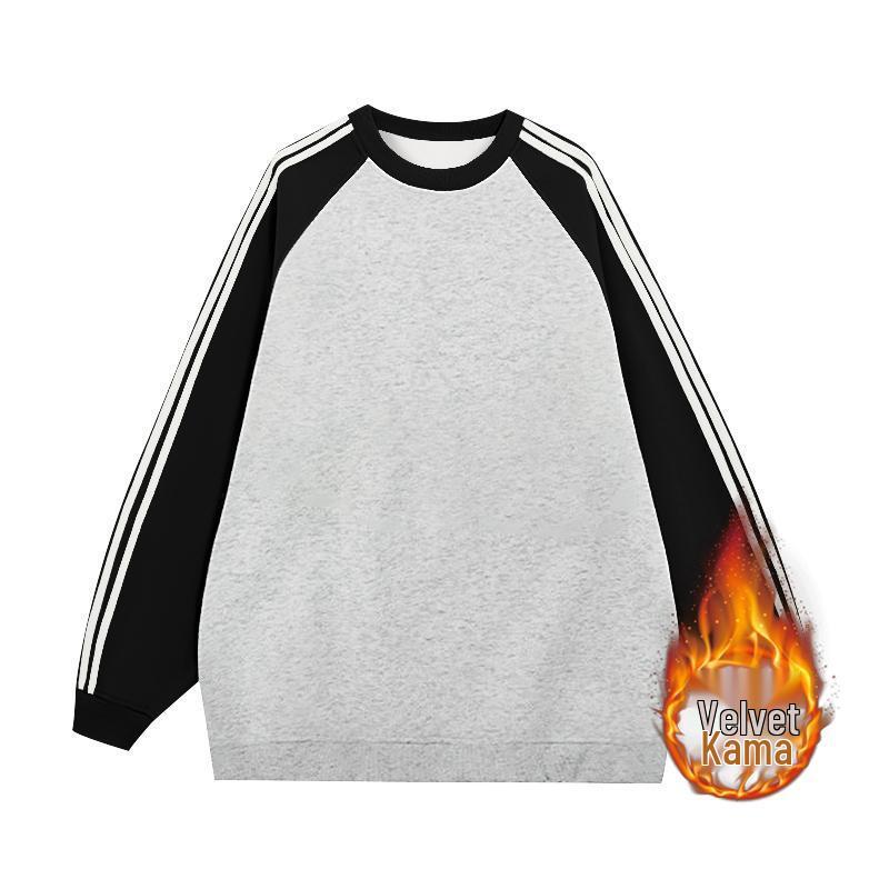 Sweat-shirt pour femme color-block doublé polaire: Manche longue raglan ample, col rond, parfait pour l'automne et l'hiver.