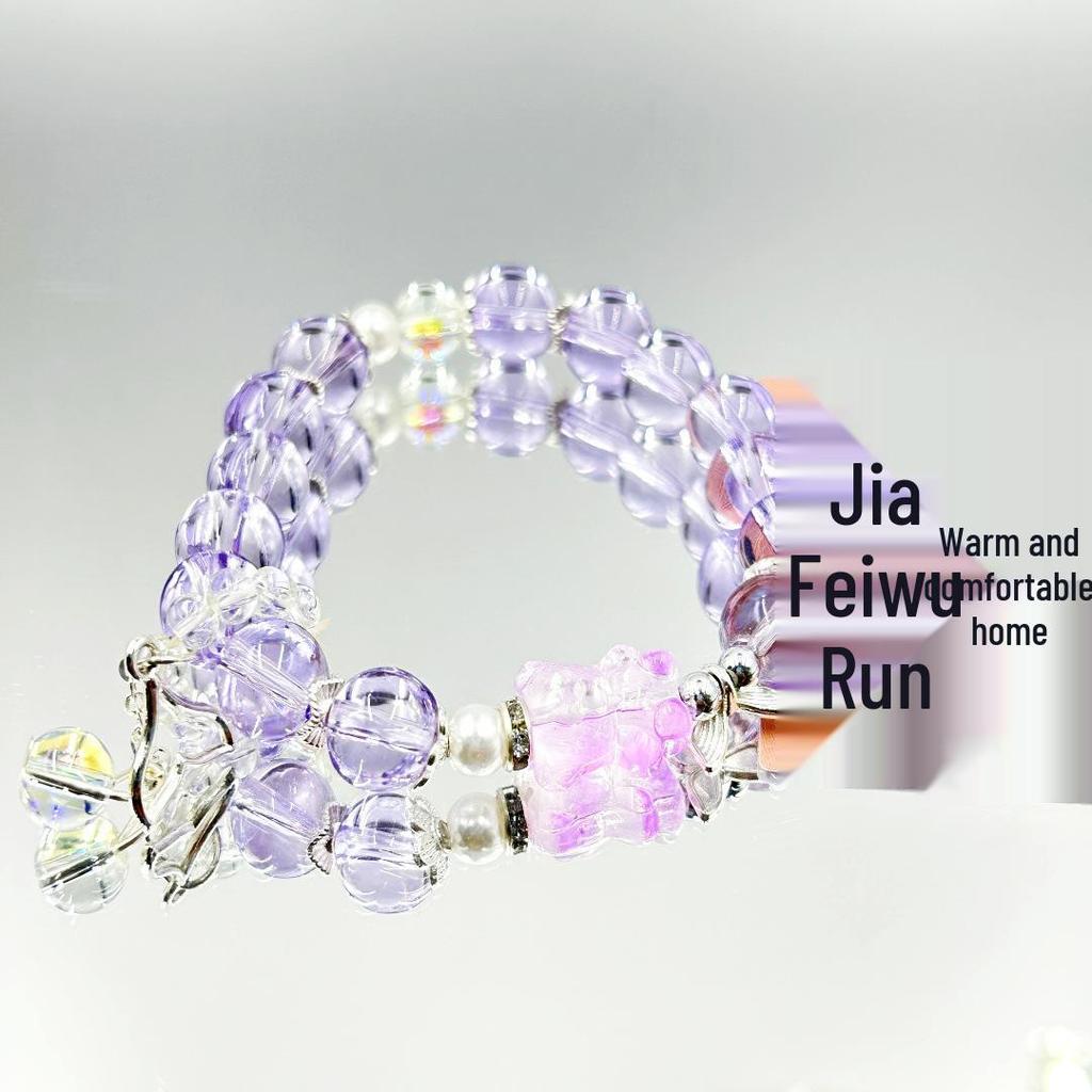 Ice Crystal Glass Beaded Bear Bracelet: Versatile, Elegant, and Trendy.
