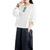 Korean Style Embroidered Cotton Linen Round Neck Mid-Sleeve Plus Size Women's T-Shirt