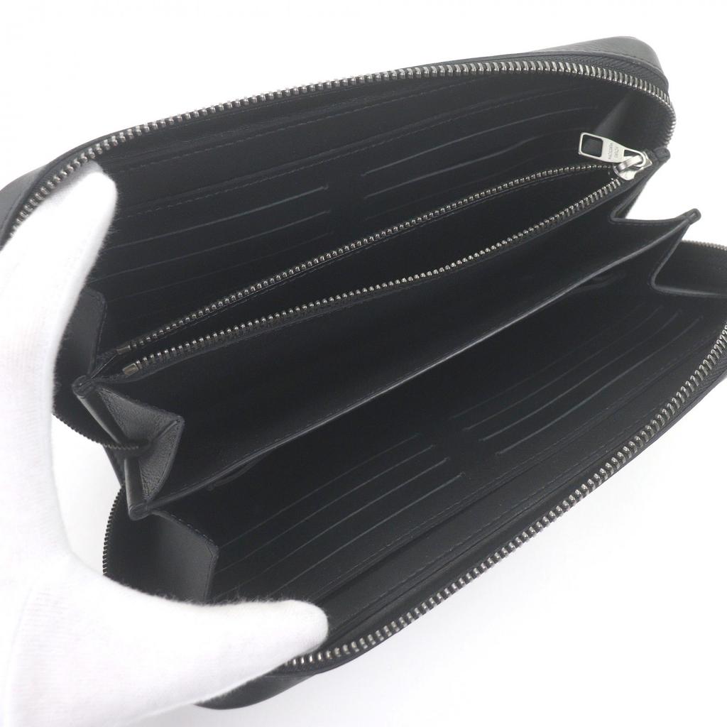 Great LOUIS VUITTON Purse Damier Anfini Zip Around black leather mens N61254 Used