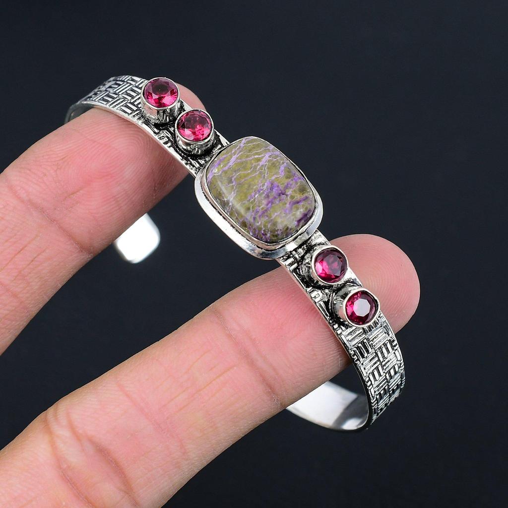 Daughters Day Deal Sterling Silver Purpurite Stone Rubillite New Bangle Bracelet
