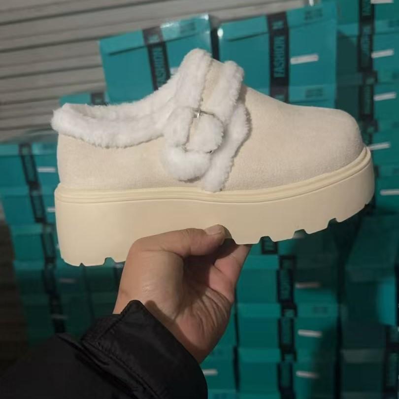 Retro velvet thickened platform cotton shoes, new winter heightening warm fluffy snow boots 35