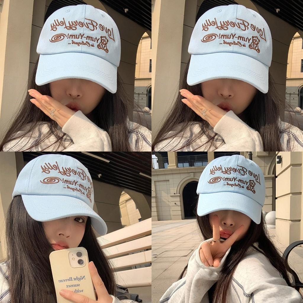 Chic Blue Embroidered Soft Top Baseball Cap For Women Summer Essential Stylish Sun Hat
