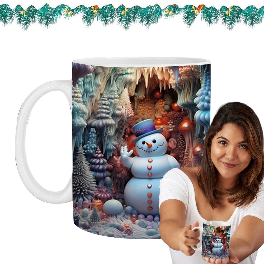 Winter Coffee Cup Christmas 3D Snowman Funny Coffee Mug Novelty Winter Snowman Design Ceramic Water Cup 350ml