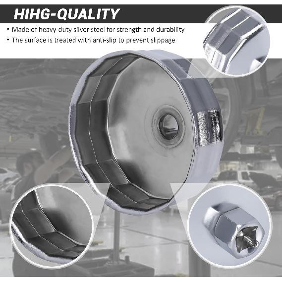 73-74Mm 15 Flutes Oil Filter Cap Wrench Removal Tool Socket Compatible With AC Delco PF63/PF64 Oil Filter, For Chrysler, GM, Equinox 1.5L And Chevy