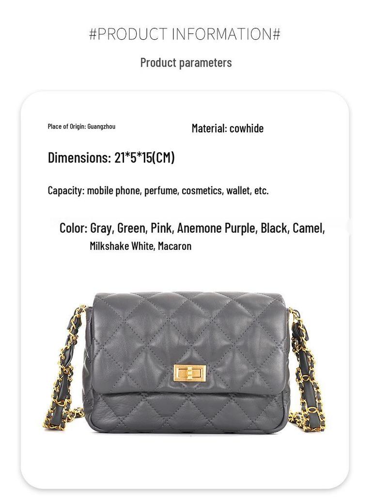 Chic Calfskin Mini Bag - Diamond Pattern Chain Crossbody