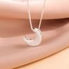 925 Silver Brushed Crescent Moon Pendant Necklace Simple Fashion Jewelry Gift for Women XL047