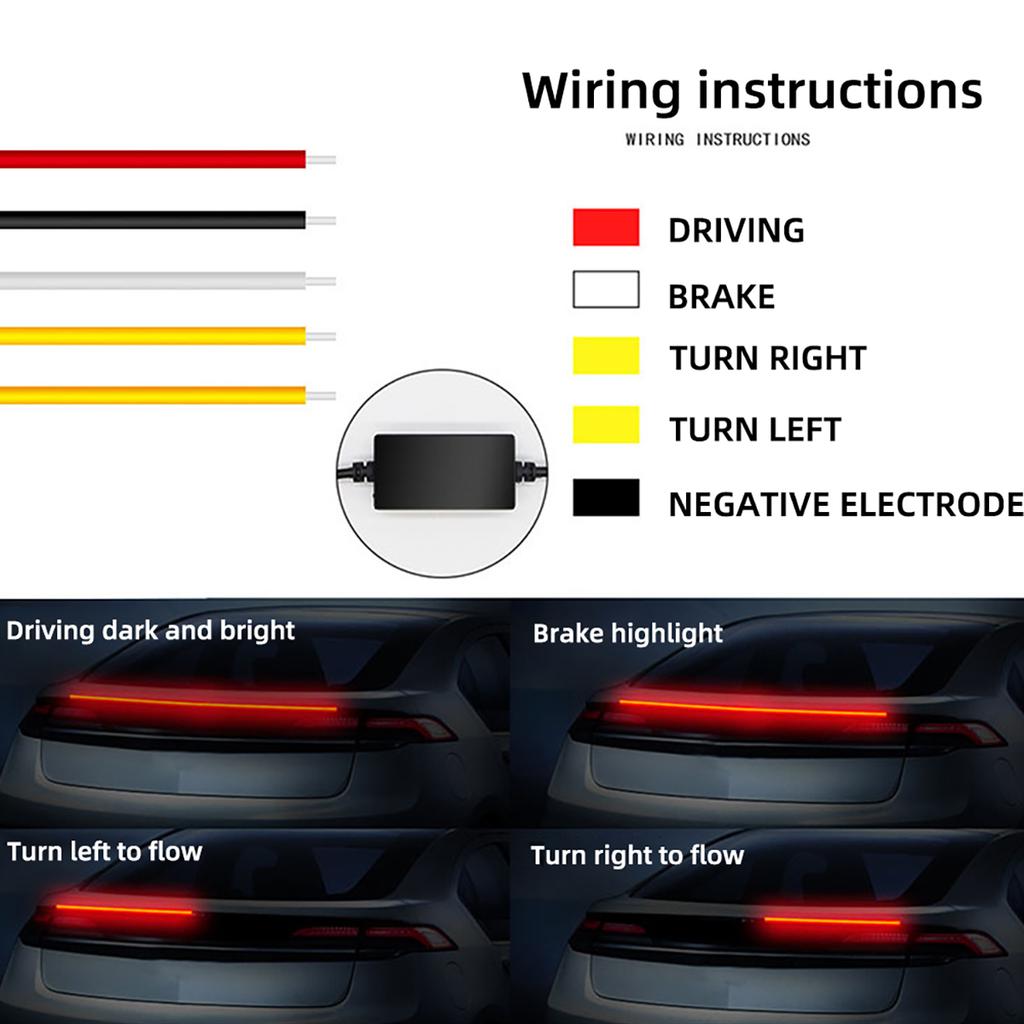 1PCS Carbon Fiber 110CM 120CM LED Strip Light Turn Signal Brake Rear Tail Lights Driving DRL Tail Lamp Universal 12V