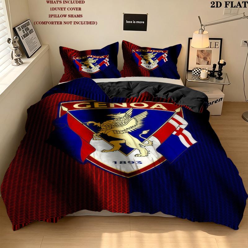 Genoa CFC Pattern Bedding Home Decoration Birthday Gift ( 1 duvet cover + 2 pillowcase, without core),fan merchandise.