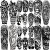 1 Hoja Tatuajes Temporales Tótem León Tigre Lobo Manga Completa para Brazo para Mujeres Hombres Animales Falsos Realistas Pegatina de Tatuajes Impermeable