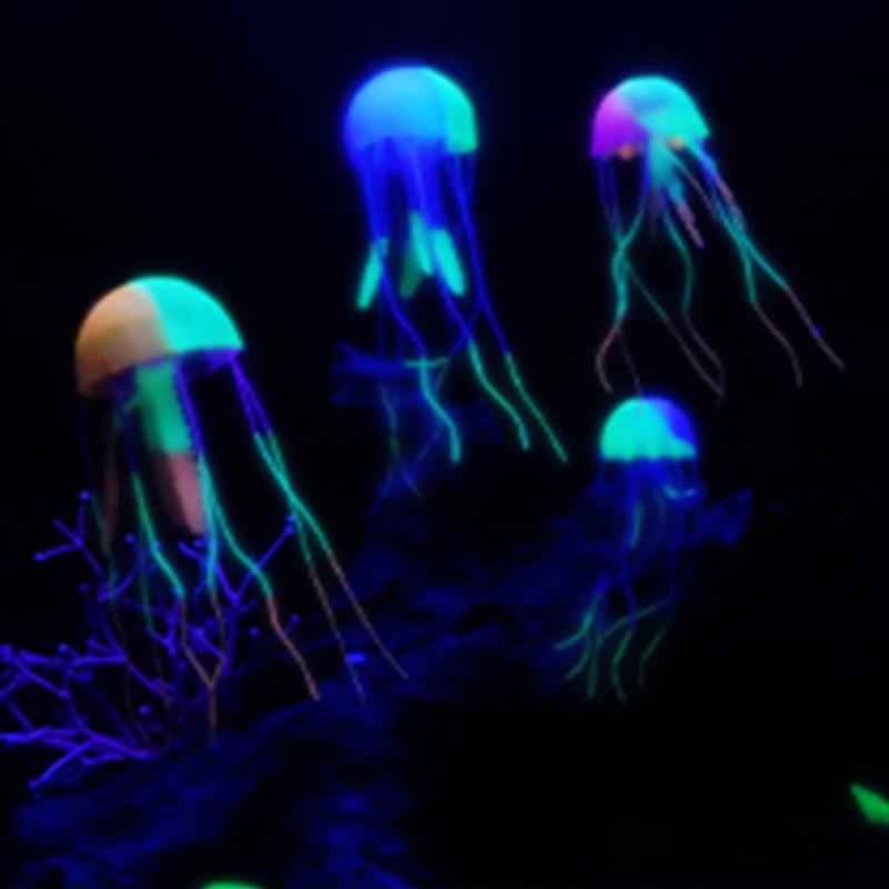 1Pc Diy Zubehör Glowing Silikon Gefälschte Quallen Künstliche Ornamente Für Aquarium Fisch Tanks Landschaftsbau Dekoration