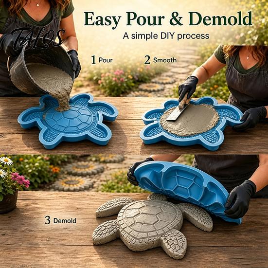 Garden Stepping Stone Form Ocean Themed Silicone Mold for DIY Patio Walkway Path Decor, Reusable Concrete Animal Animals Casting Mold, Sea