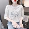 Women's Summer New High-end Ice Silk Short Sleeved T-shirt Thin, Loose, Gold Hot Stamping, Shiny Sequin Versatile Top