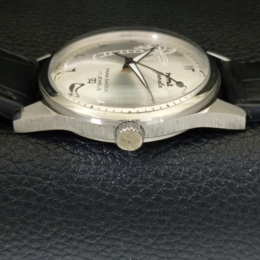 HMT JANATA VINTAGE HANDAUFZUG INDISCHE HERREN ARABISCHES SILBERNES ZIFFERBLATT UHR a440932-4