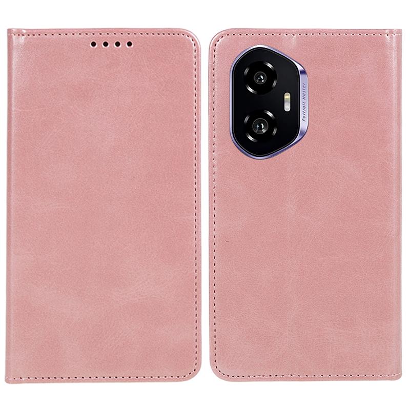 

For Honor 300 Case Strong Magnetic PU Leather Phone Cover Calf Texture Rose Gold