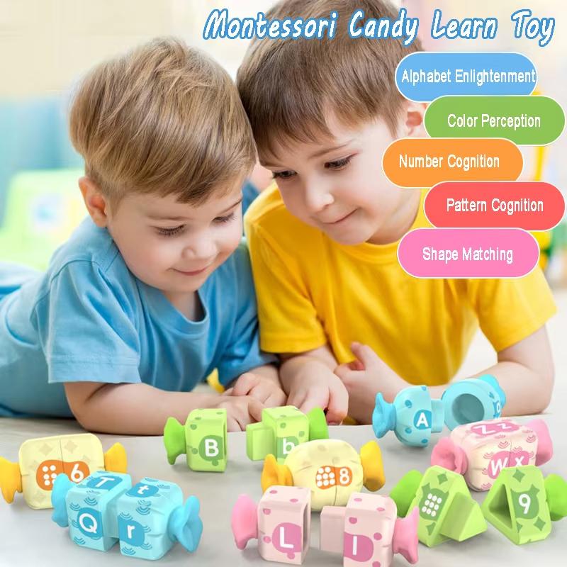 Giocattolo Educativo Montessori a Forma di Caramella Giochi Creativi di Abbinamento Colori per Bambini Imparare Numeri Lettere Cognitivo Giocattoli Parish