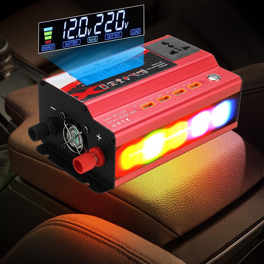 5000/6000W Car Power Converter DC 12V/24V To 220V AC LED Car Inverter Automatic Transformer Modified Sine Wave with 4USB