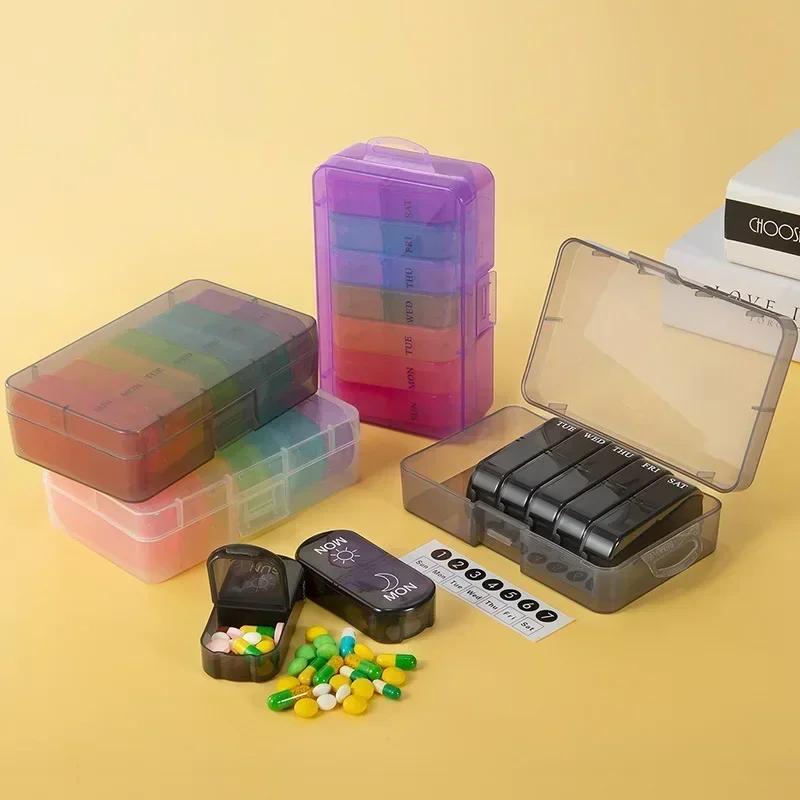 1Pcs Weekly Pill Case Pillbox 7 Days Medicine Tablet Box Portable Travel Drugs Storage Organizer Secret Compartments Pill Box