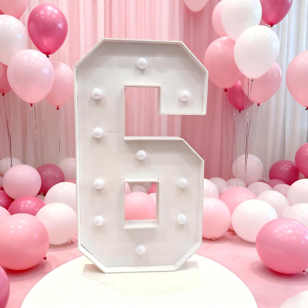 1Pc 73cm Light Up Digital Marquee Frame Yellow Lights KT Board Number 0-9 Plug-in KT Board Party Decorative Birthday Party Anniversary Decoration