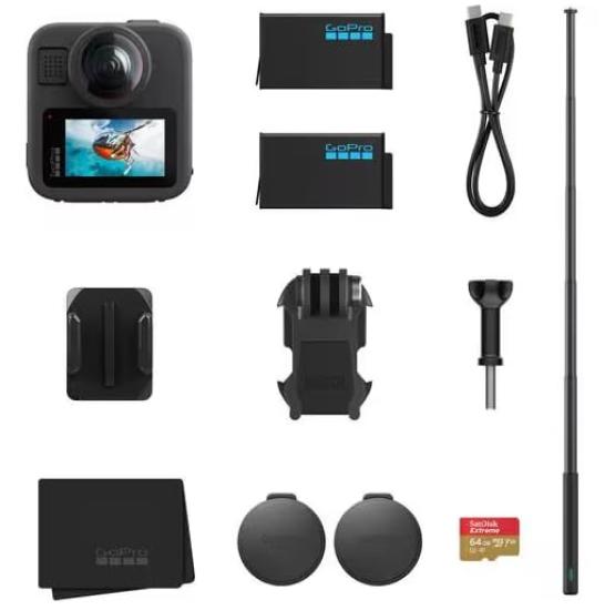 GoPro MAX2 Accessory extension and 64GB SD card CHDFZ-311-FW + Set 360-degree camera, 1.2m pole, spare, included.