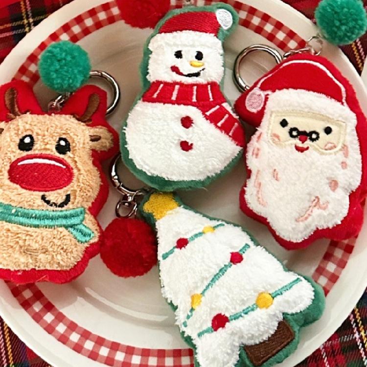 Lovely Santa Cartoon Plush Toy for Kids Keychain Christmas Tree Cartoon Santa Soft Charm Stuffed Reindeer Toy