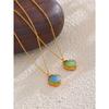 Yhpup Waterproof Fashion Colorful Double-Sided Enamel Heart Love Sweet Y2K Candy Pendant Necklace Women Stainless Steel Jewelry