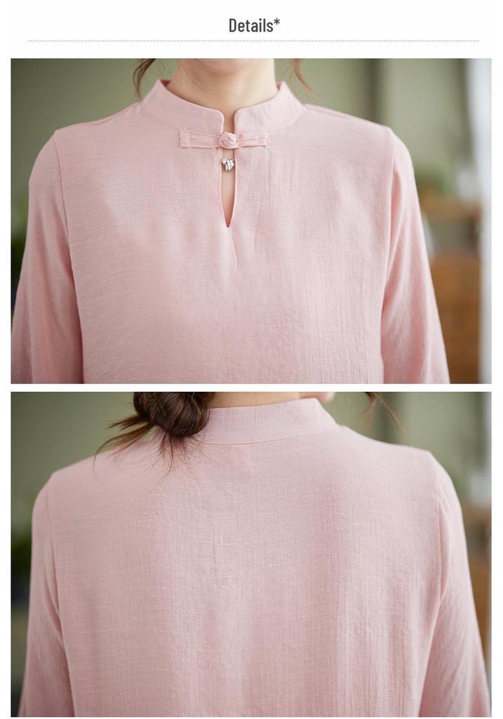 Women's Summer 2023 Stand Collar Yoga Set: Solid Color Three-Quarter Sleeve Top & Pants Tea Set