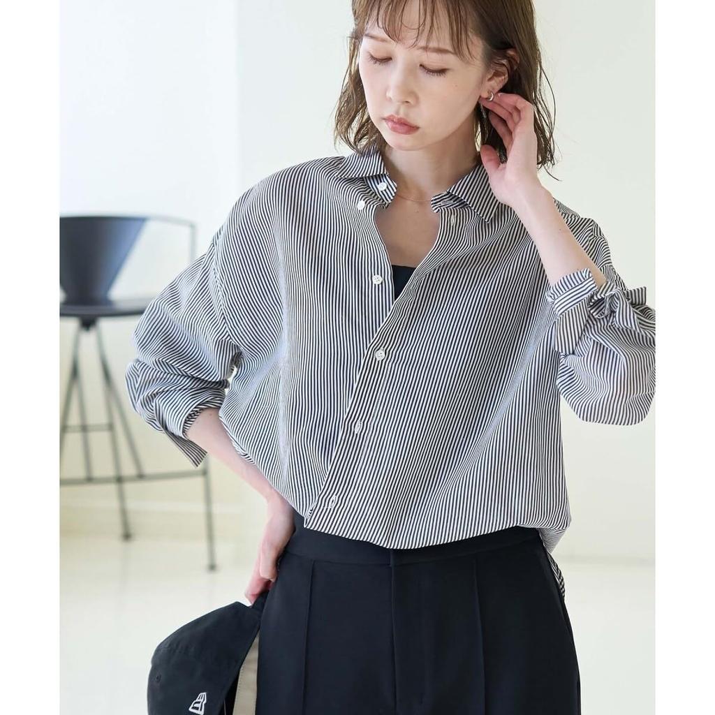 ROPE PICNIC Silk Blend Blue Can Be Used As a Sweater Women's Shirt, (44),