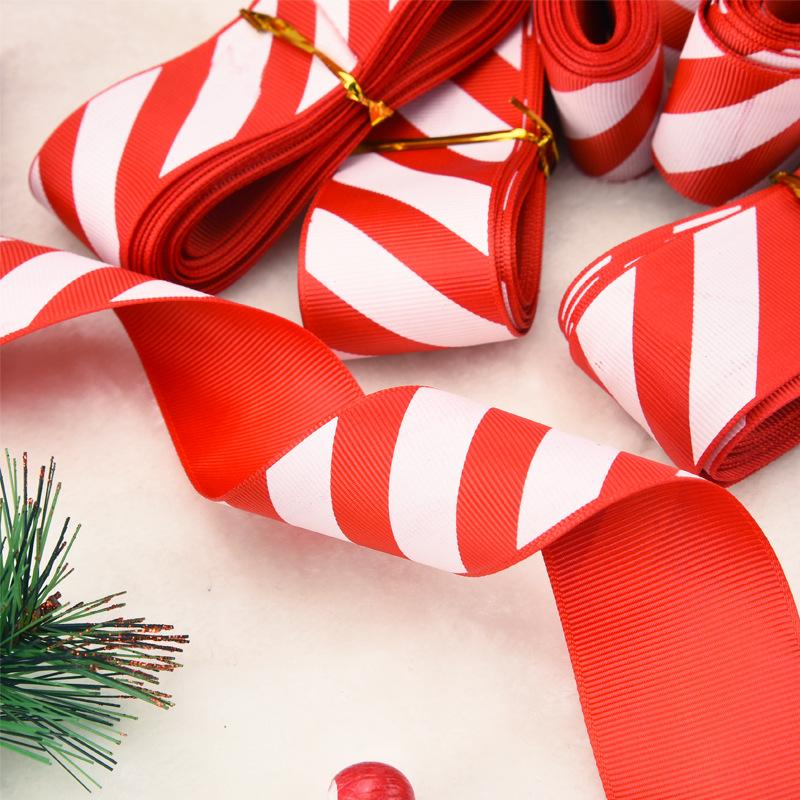 Stripe Red White Ribbon Christmas Decorations Xmas Tree Wrapping Garland DIY Material Gift Wrapping Ribbons Handmade Crafts 5Y