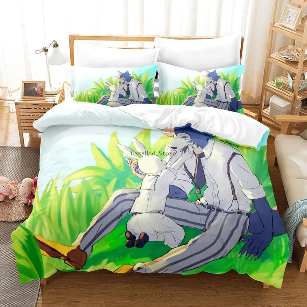 Set Biancheria da Letto Beastars per Bambini Copri Piumino Anime Pacchetto Copripiumino Biancheria da Letto Misura Singola Misura Matrimoniale Misura King Misura Singola Dimensioni Dropshipping