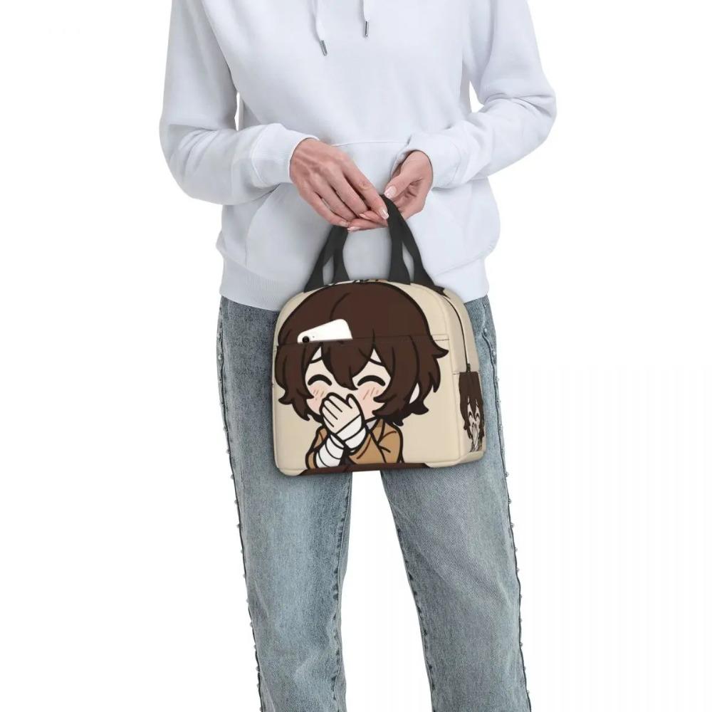 Osamu Dazai Bungo Stray Dogs Anime Insulated Lunch Bag for Women Kids Portable Food Boxes Thermal Lunch Box Tote