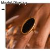 Qiong Yao Luxury French Oval Openwork Ring, Drop Oil, Heavy Casting, Stainless Steel, PVD Gold-Plated, Color Retention, Women's Jewelry.
