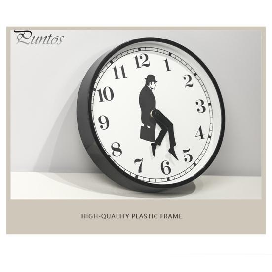 Quiet Sweep Clock Man Silhouette Wall Clock, Silent Non-Ticking Round Hanging Decorative Human Digital Analog for Home Office Bedroom Living Room