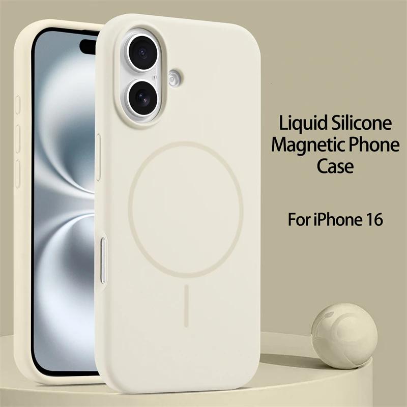 New Gold Liquid Silicone Magsafe Case For iPhone 16 14 15 Plus 13 12 11 16 Pro Max Magnetic Wireless Charge Protector Soft Cover