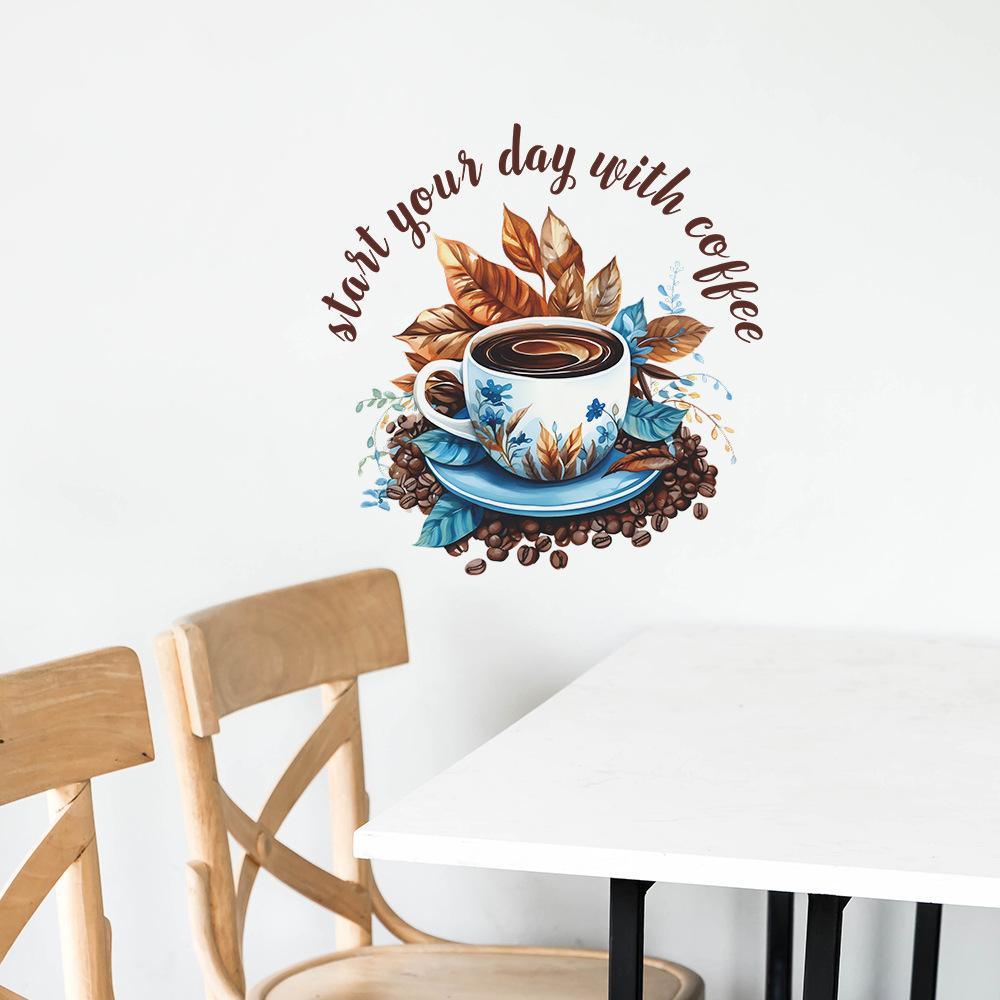 Kaffeetasse Englisch Slogan Restaurant Tee Zimmer verschönern dekorative Wandaufkleber selbstklebend