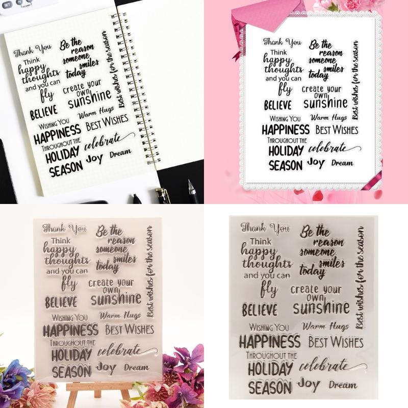 Blessing Words Clear Stamp for Cardmaking Scrapbooking Photo Album Journal Planner Decoration, Background Silicone Stamp