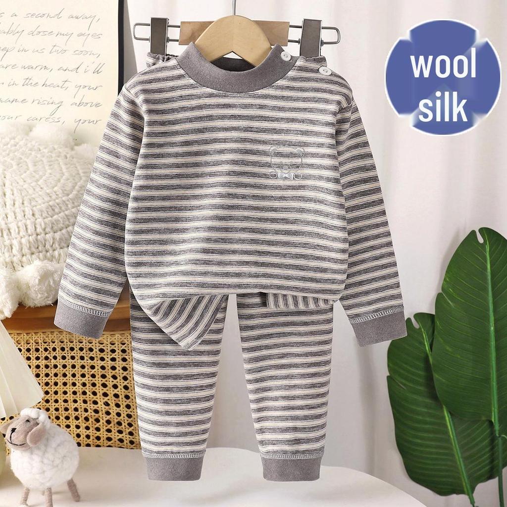 Zimní korejský styl Dětská hedvábná domácí souprava pro 1leté chlapce a dívky - Pohodlné a teplé podzimní dětské oblečení