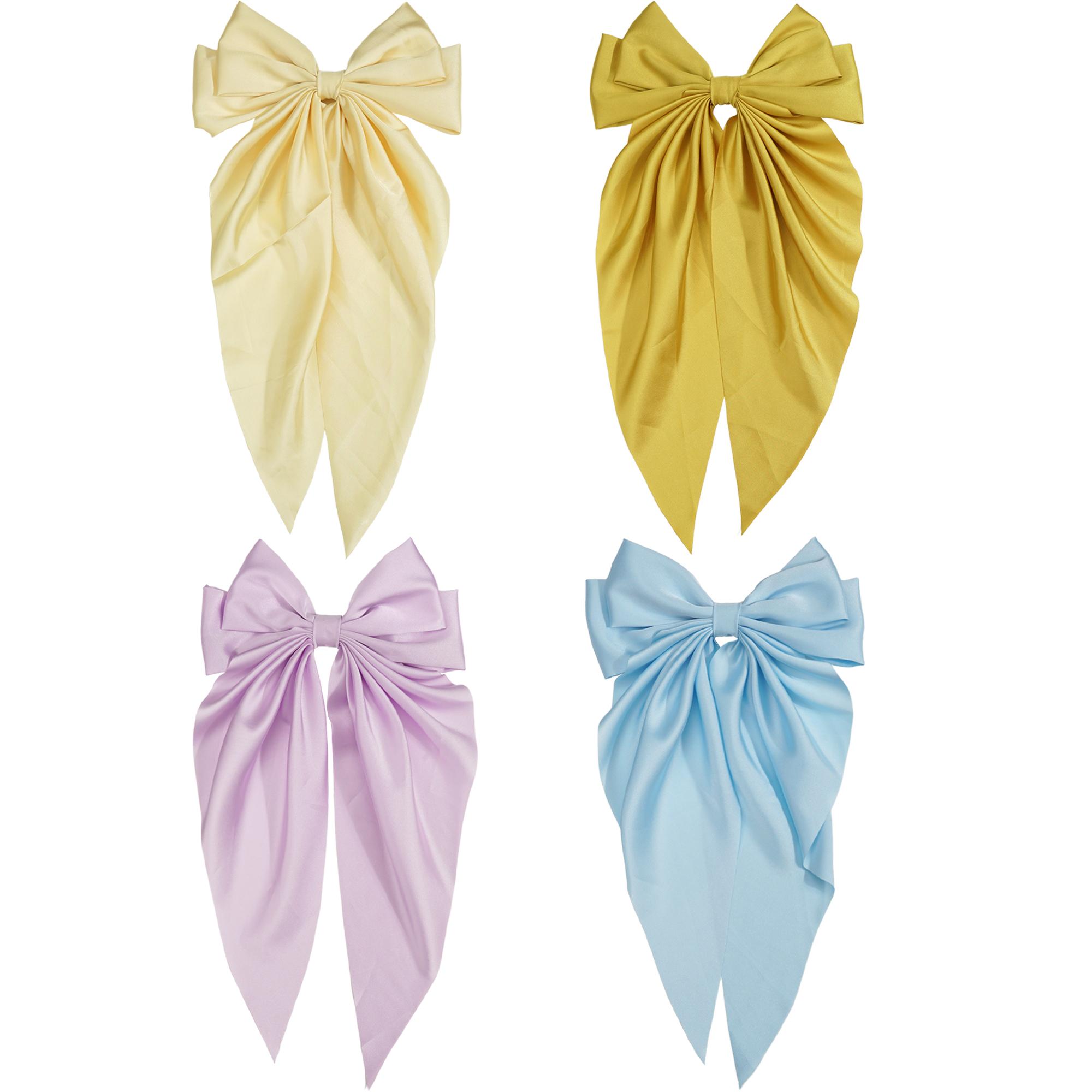 

Набор из 4 штук Однотонные атласные ленты Банты Заколки-клипсы Аксессуары для волос для женщин девушек Модные корейские головные уборы