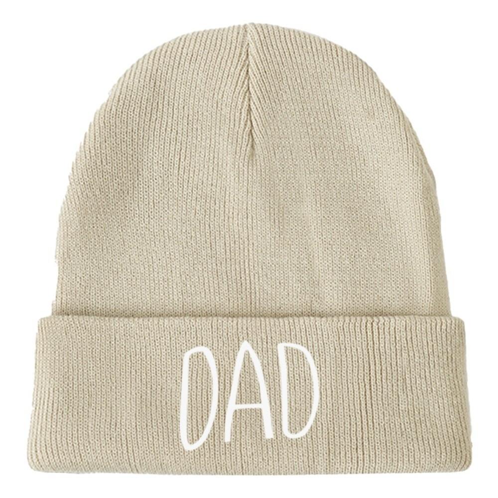 Family Matching MOM DAD Knit Beanie Elastic Turn-Up Brim Matching Hat Warm Couple Hat Cold Weather